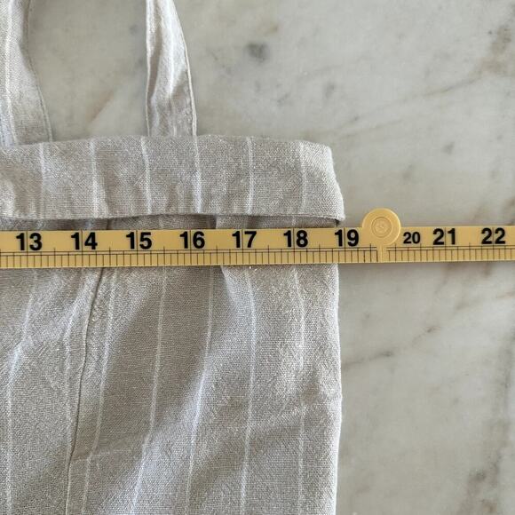 Linen Blend Wide Leg Jumpsuit Pant XL Button Front Boho White and Beige Resort - Picture 6 of 8